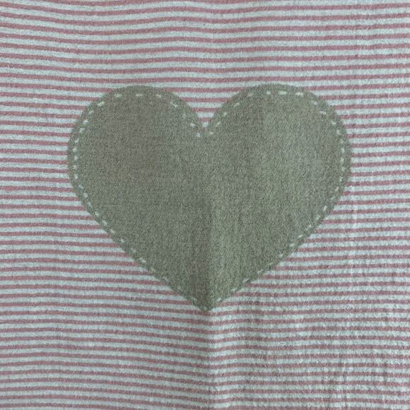 David Fussenegger JUWEL Blanket Heart Pink Tan 95% Cotton Flannel Stripes Baby - Picture 3 of 4